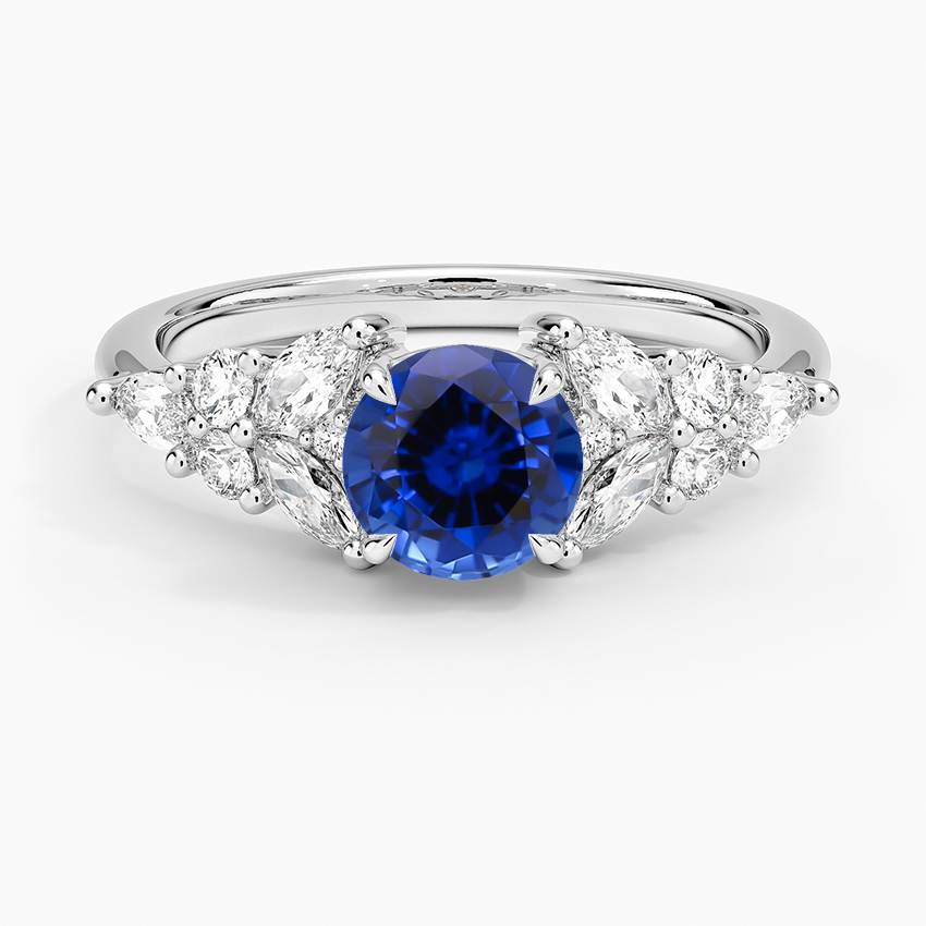 Sapphire Nadia Taper Diamond Ring in 18K White Gold