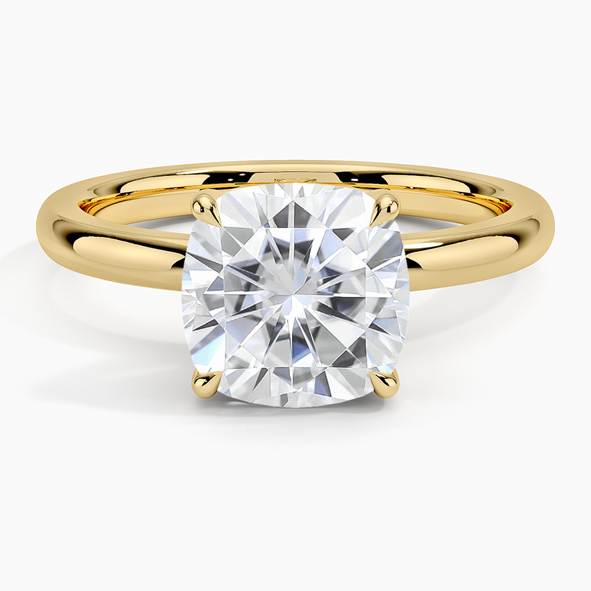 Moissanite Fairmined 2mm Solitaire Ring in 18K Yellow Gold