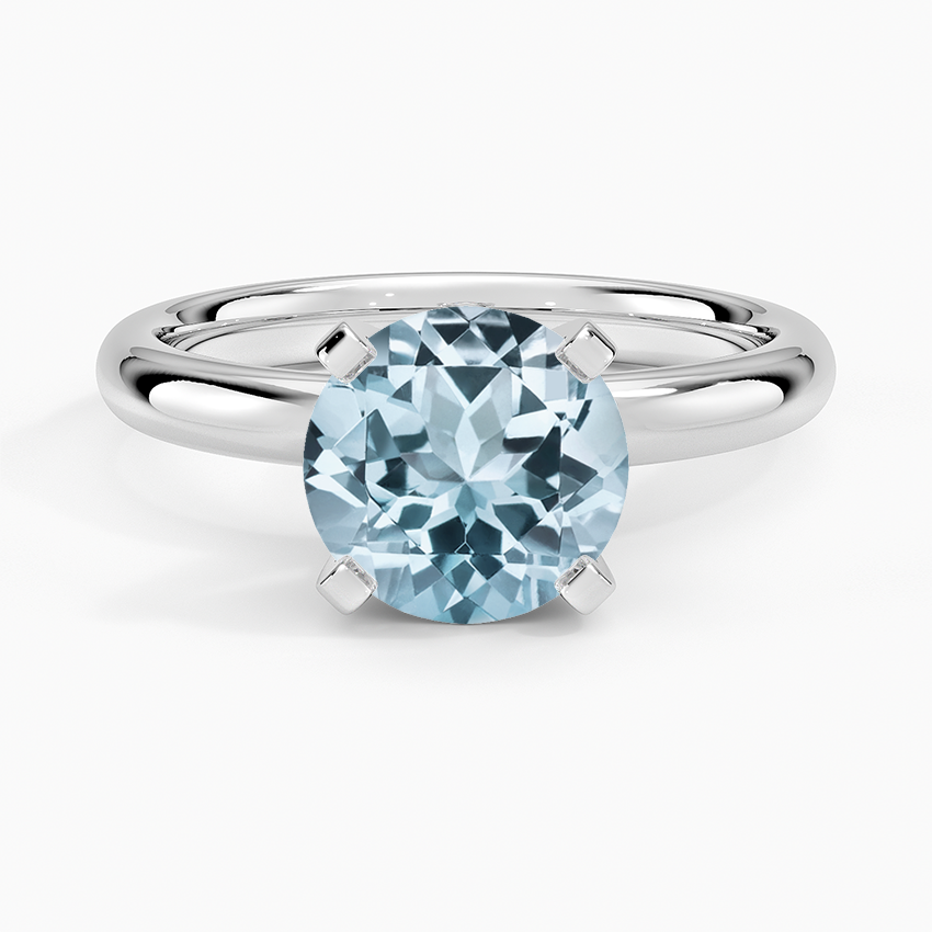 Aquamarine Comfort Fit 2.5mm Ring in 18K White Gold