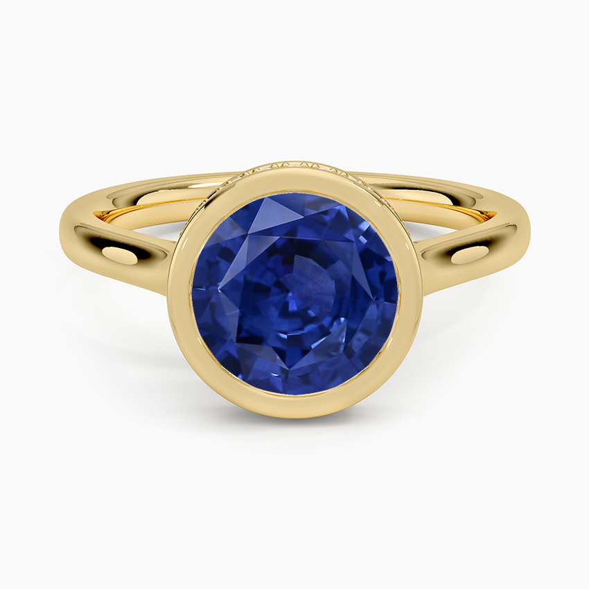 Sapphire Luna Hidden Halo Diamond Ring in 14K Yellow Gold