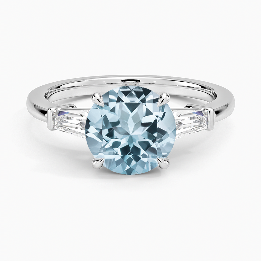 Aquamarine Symphony Three Stone Diamond Ring (1/2 ct. tw.) in 18K White Gold