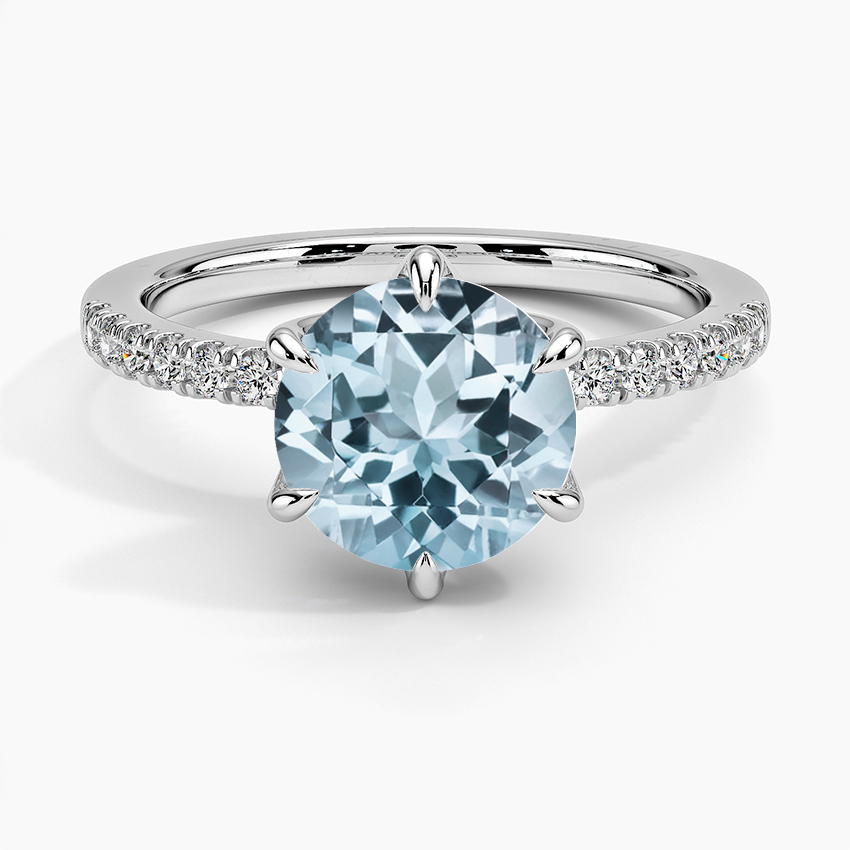 Aquamarine Bliss Diamond Ring (1/6 ct. tw.) in 18K White Gold