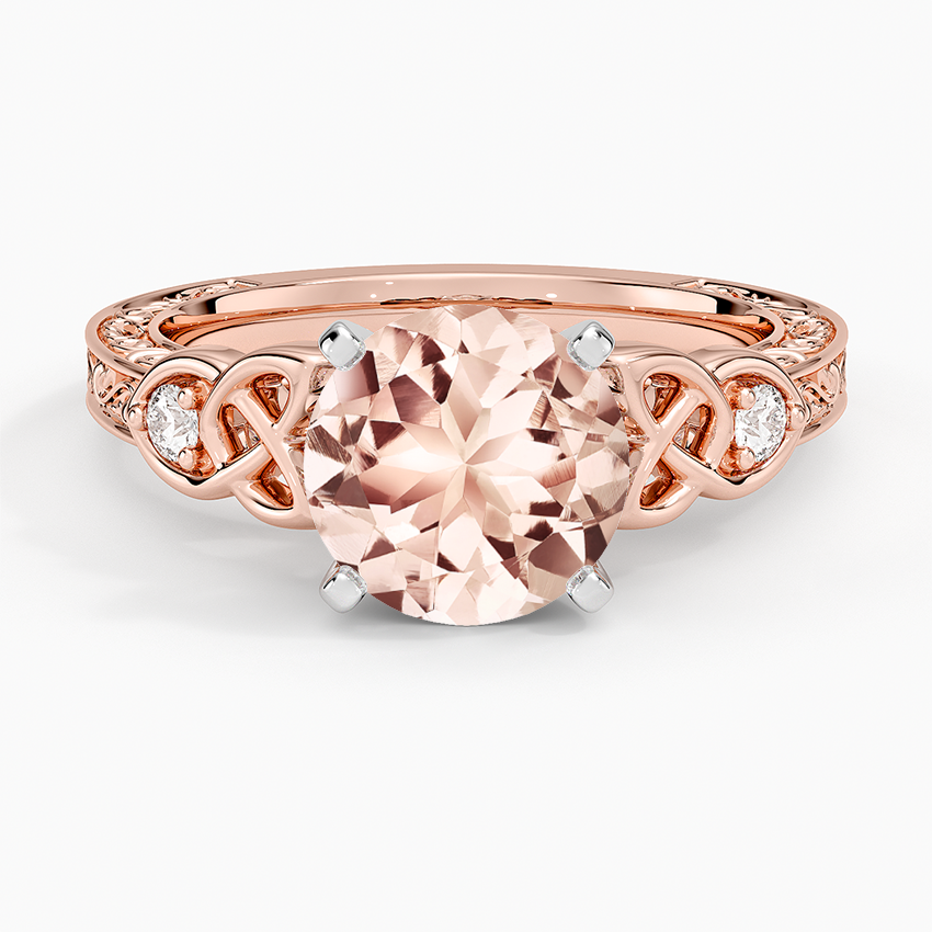 Morganite Aberdeen Celtic Diamond Ring in 14K Rose Gold