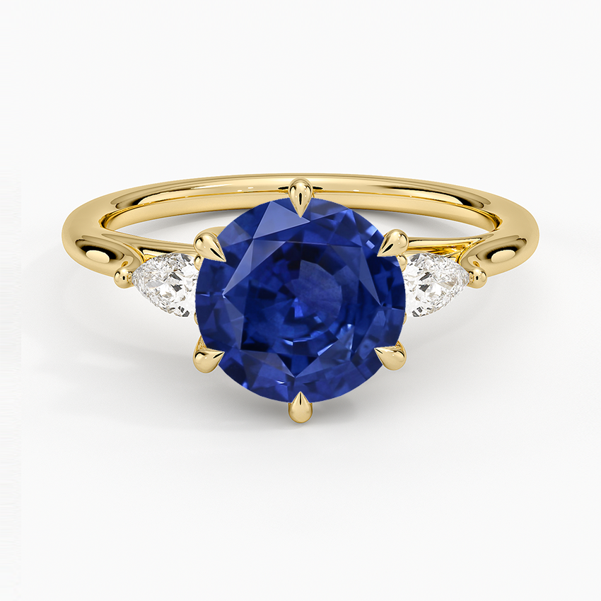 Sapphire Delilah Three Stone Pear Diamond Ring (1/5 ct. tw.) in 14K Yellow Gold