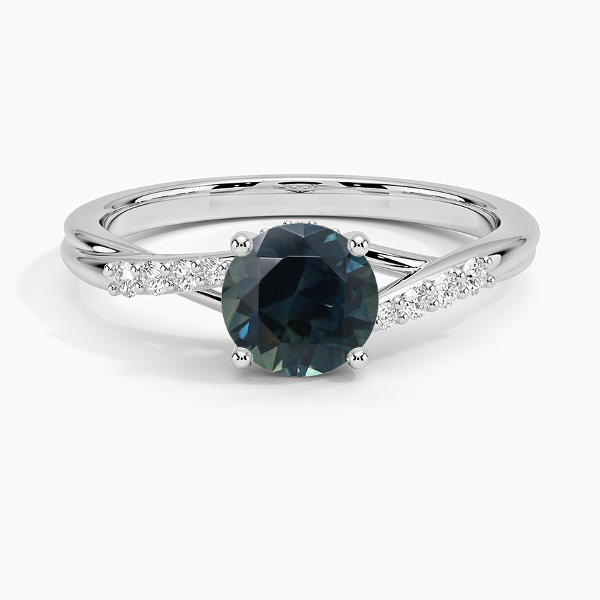 Sapphire Chamise Hidden Halo Diamond Ring in 18K White Gold