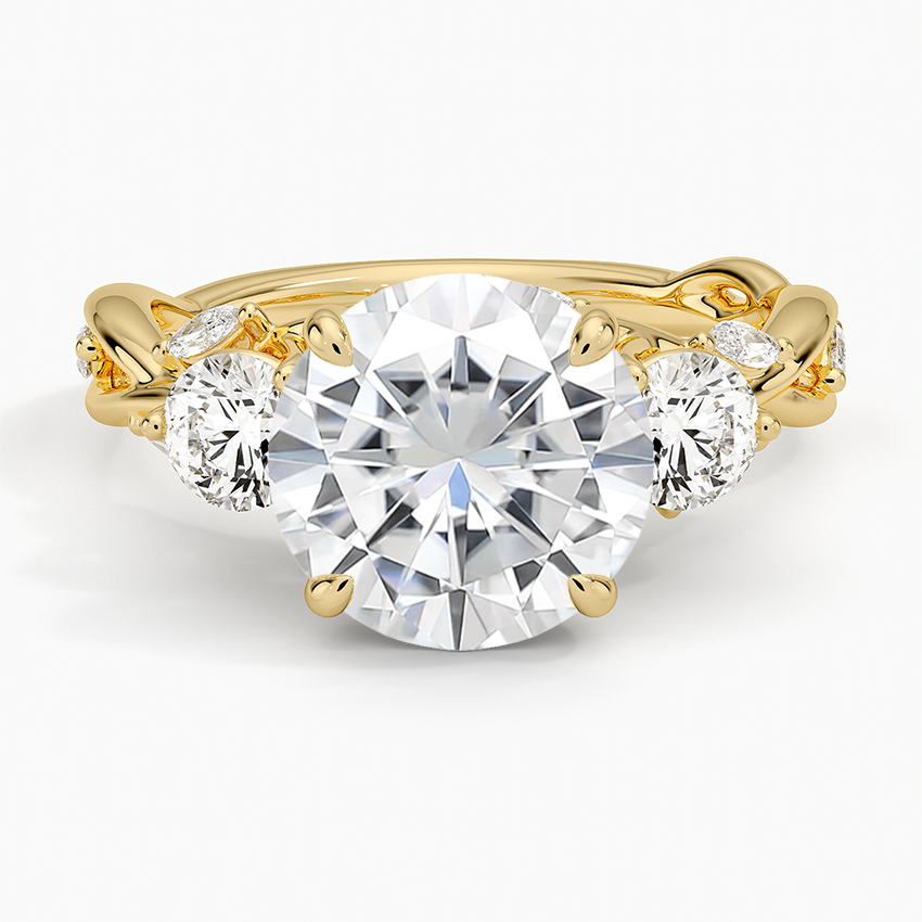 Moissanite Secret Garden Three Stone Diamond Ring (3/4 ct. tw.) in 14K Yellow Gold