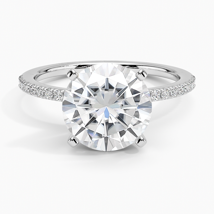 Moissanite Ballad Half Coverage Diamond Ring (1/8 ct. tw.) in 14K White Gold