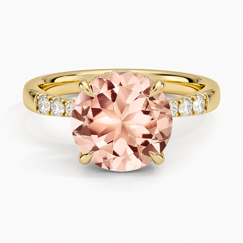 Morganite Bella Hidden Halo Diamond Ring (1/5 ct. tw.) in 14K Yellow Gold