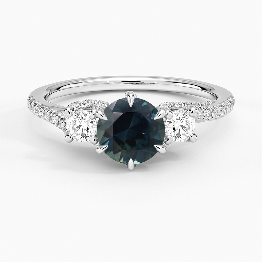 Sapphire Luxe Delilah Three Stone Pave Diamond Ring in 18K White Gold