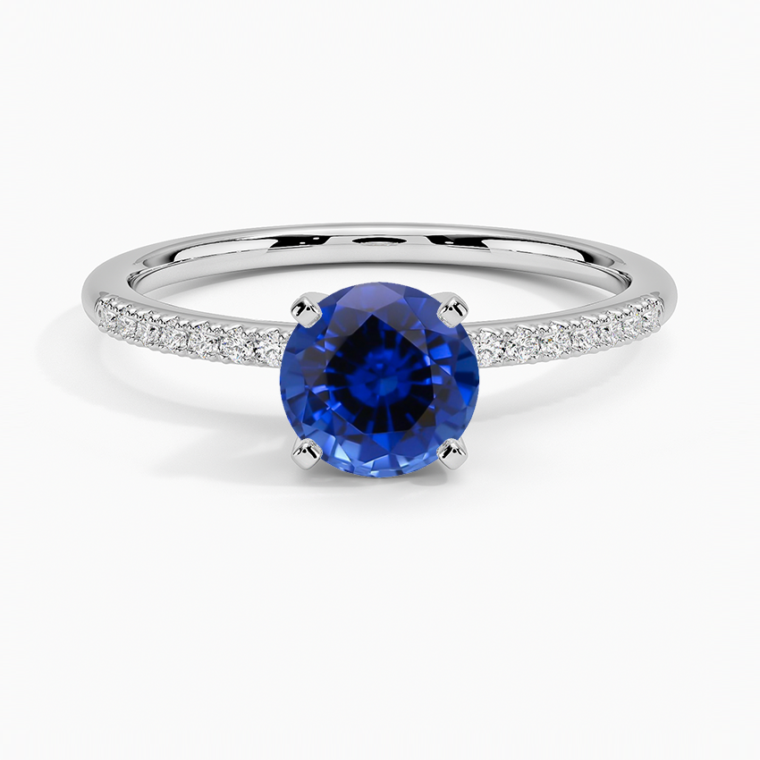 Sapphire Whisper Diamond Ring in 18K White Gold