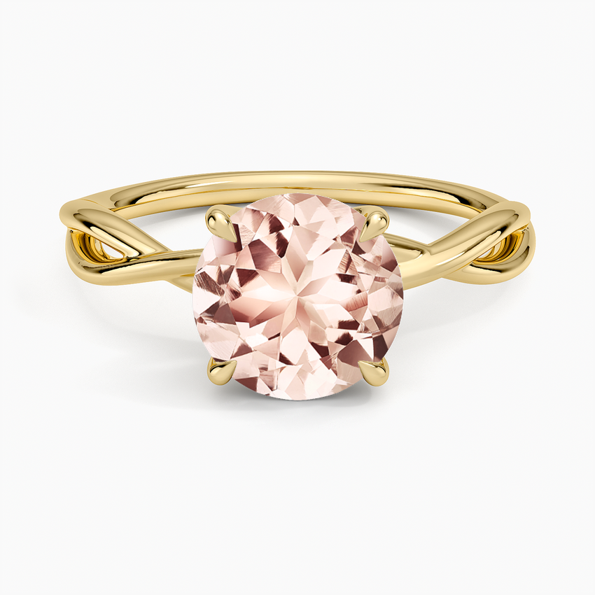 Morganite Alya Twist Solitaire Ring in 14K Yellow Gold