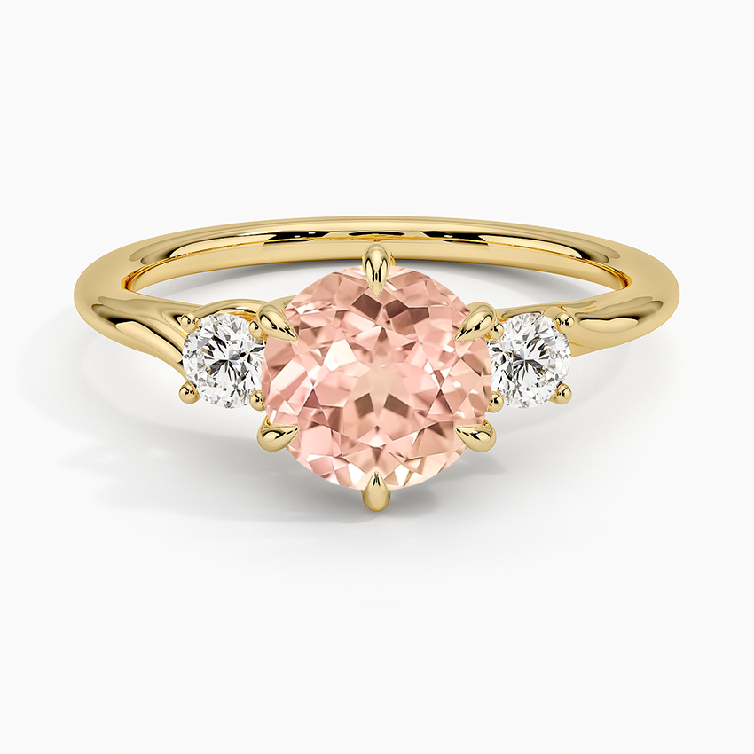 Lab Grown Sapphire Delilah Three Stone Diamond Ring in 18K Yellow Gold