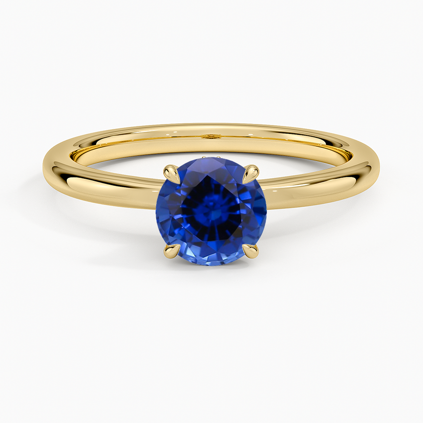 Sapphire Hidden Heart Diamond Ring in 18K Yellow Gold