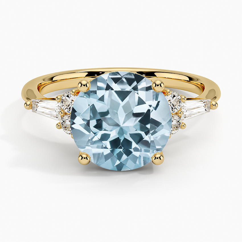Aquamarine Yvonne Diamond Ring in 18K Yellow Gold