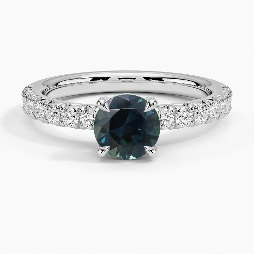 Sapphire Olympia Half Coverage Diamond Ring in 18K White Gold