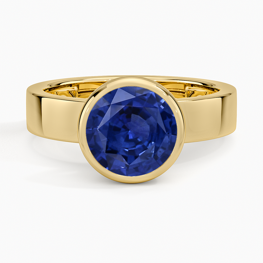 Sapphire Peyton Bezel Diamond Solitaire Ring in 18K Yellow Gold