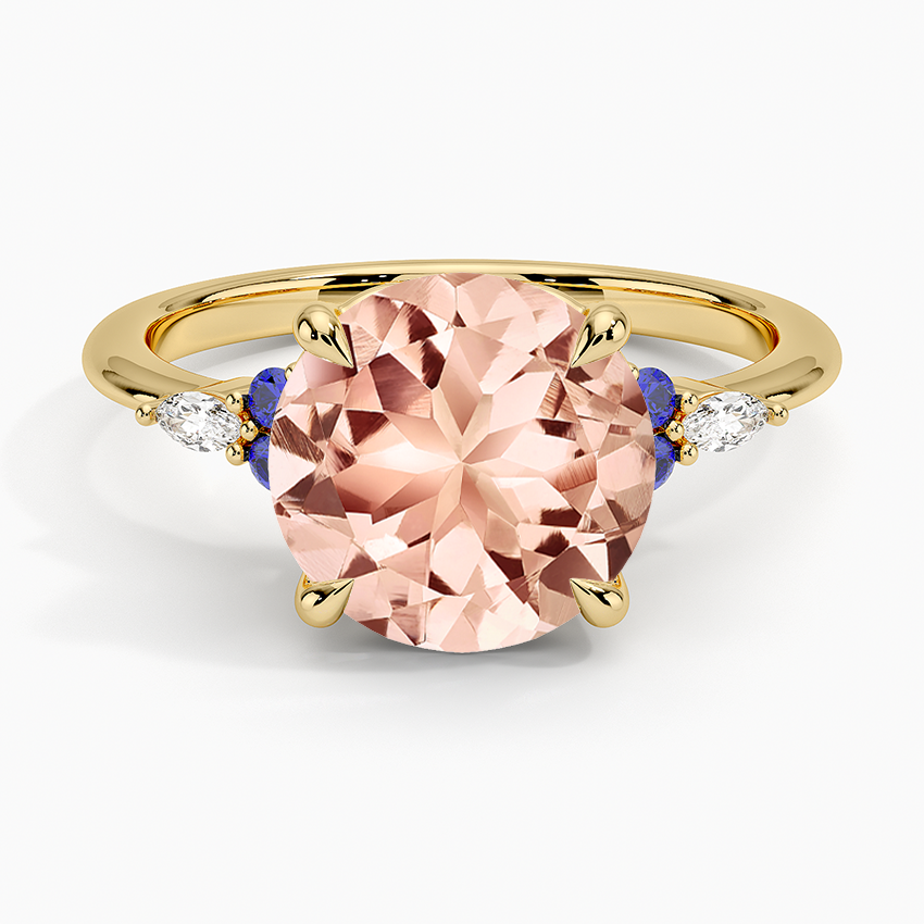 Morganite Nadia Sapphire and Diamond Ring in 14K Yellow Gold