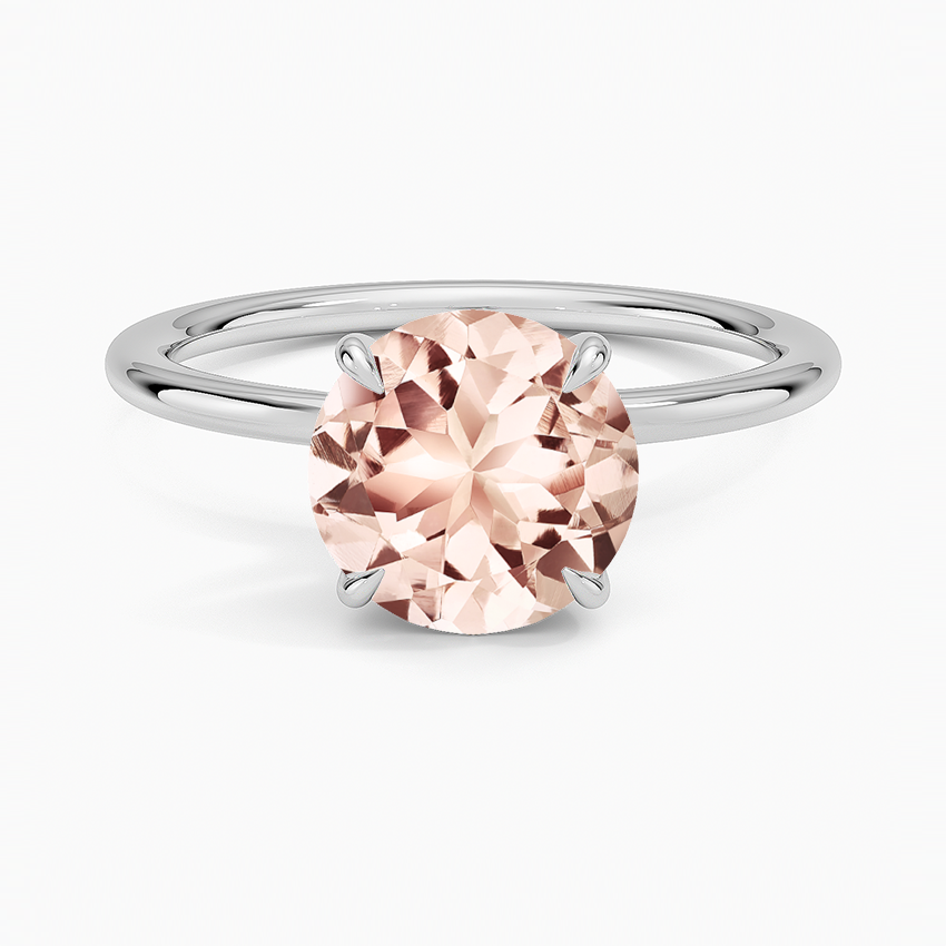Morganite Entwined Solitaire Ring in 18K White Gold