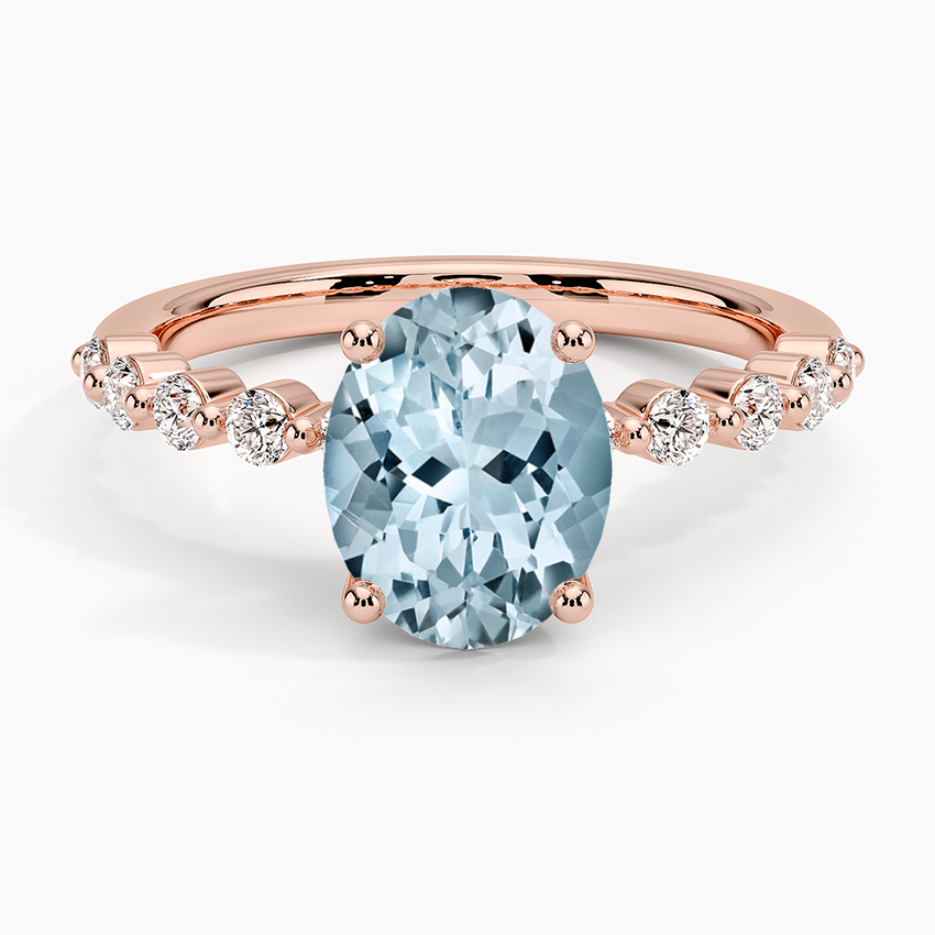Rose Gold Aquamarine Marseille Diamond Ring (1/4 ct. tw.)