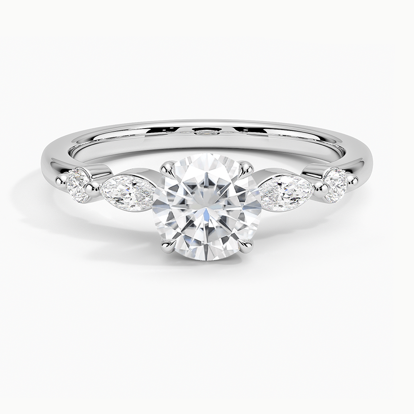 Moissanite Petite Versailles Diamond Ring (1/6 ct. tw.) in 18K White Gold