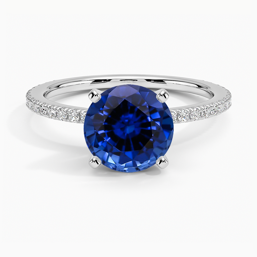 Lab Grown Sapphire Ballad Three-Quarter Coverage Diamond Ring (1/4 ct. tw.) in 18K White Gold