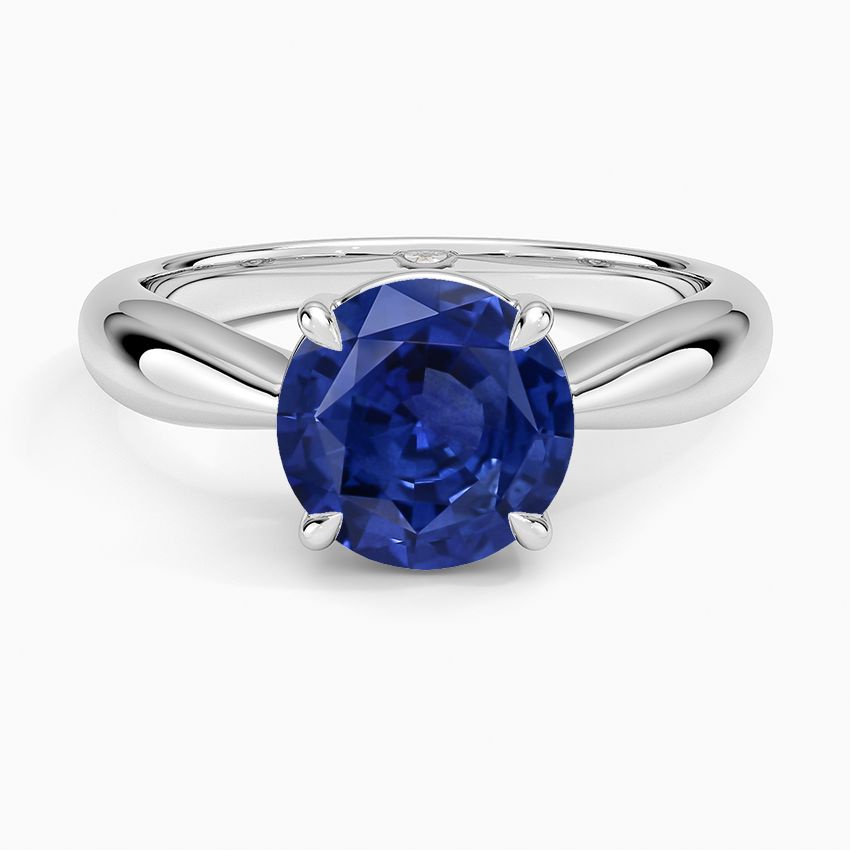 Sapphire Thea Tapered Solitaire Diamond Ring in 14K White Gold