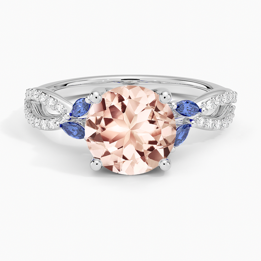 Morganite Luxe Willow Sapphire and Diamond Ring (1/8 ct. tw.) in 14K White Gold
