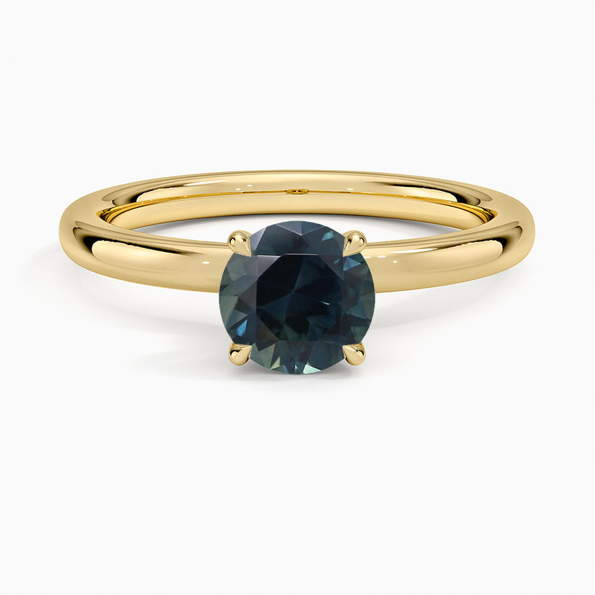 Sapphire Secret Halo 2mm Diamond Ring in 18K Yellow Gold