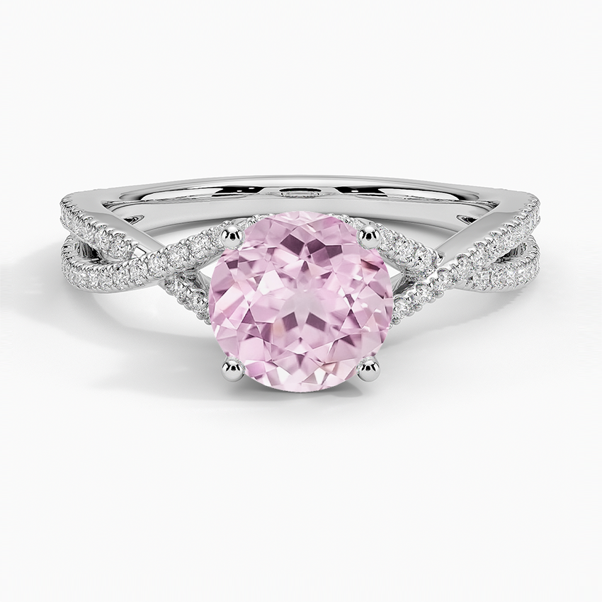 Lab Grown Sapphire Jacinta Twisting Split Shank Diamond Ring in 18K White Gold
