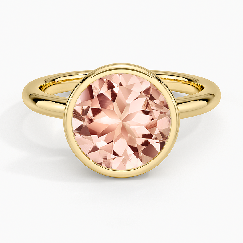 Morganite Julietta Bezel Solitaire Ring in 14K Yellow Gold