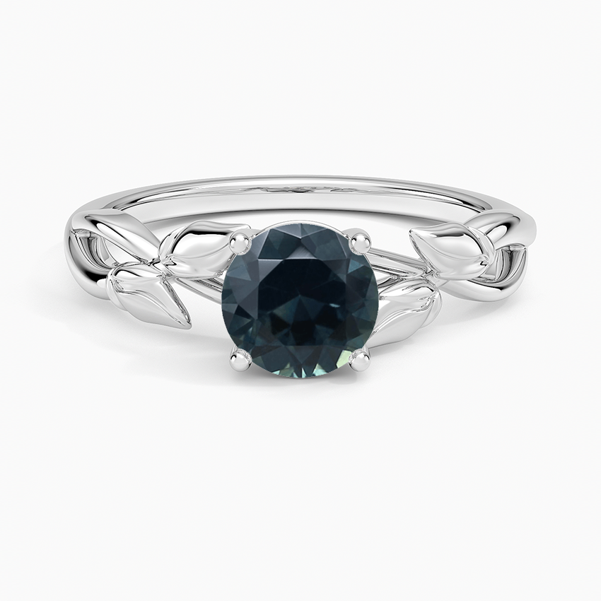 Sapphire Budding Willow Solitaire Ring in 14K White Gold