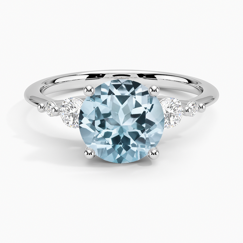 Aquamarine Sloane Diamond Ring in 18K White Gold