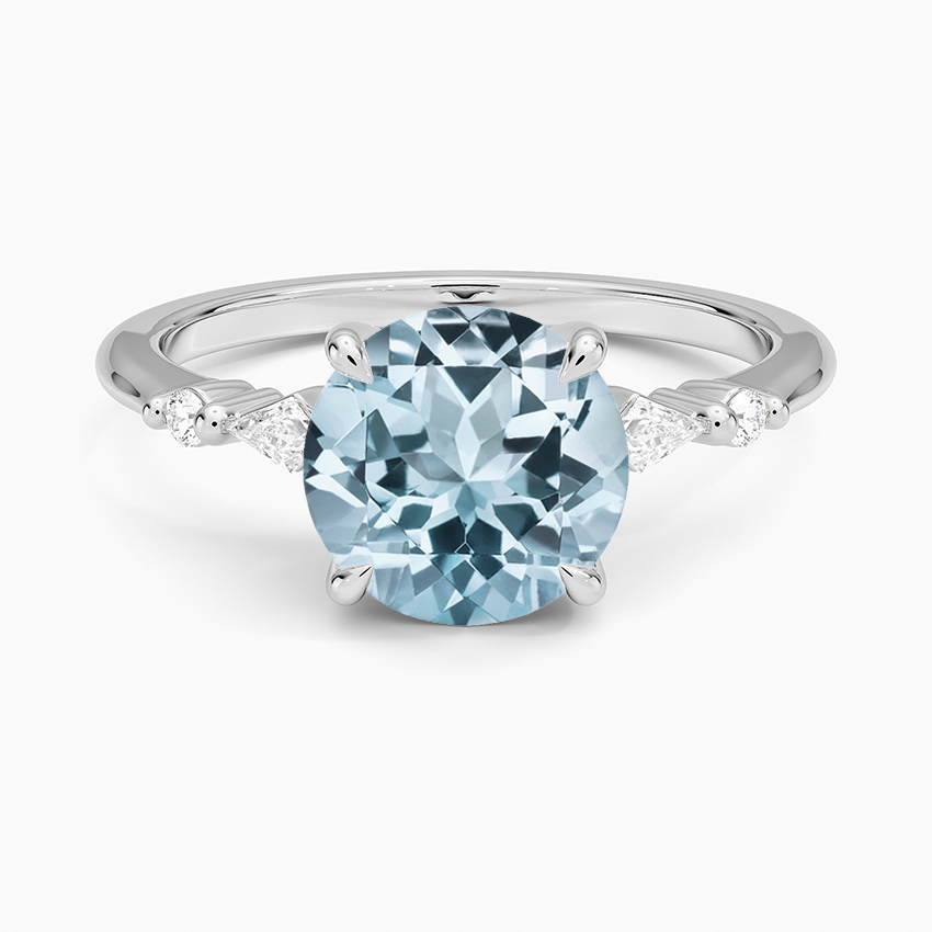 Aquamarine Soraya Diamond Ring in 18K White Gold