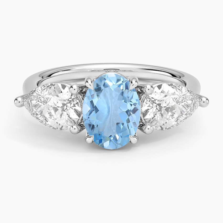 Aquamarine Luxe Opera Three Stone Diamond Ring (1 1/3 Ct. Tw.) in 18K White Gold