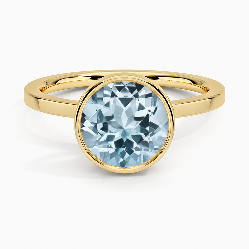 Aquamarine Noemi Bezel Ring in 18K Yellow Gold