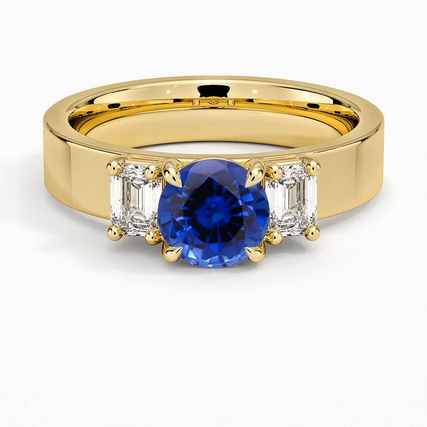 Sapphire Peyton Emerald Cut Three Stone Diamond Ring (1/2 ct. tw.) in 18K Yellow Gold