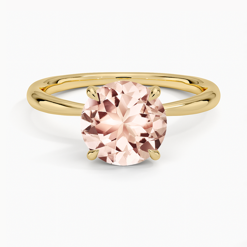 Morganite 2mm Freesia Solitaire Ring in 18K Yellow Gold