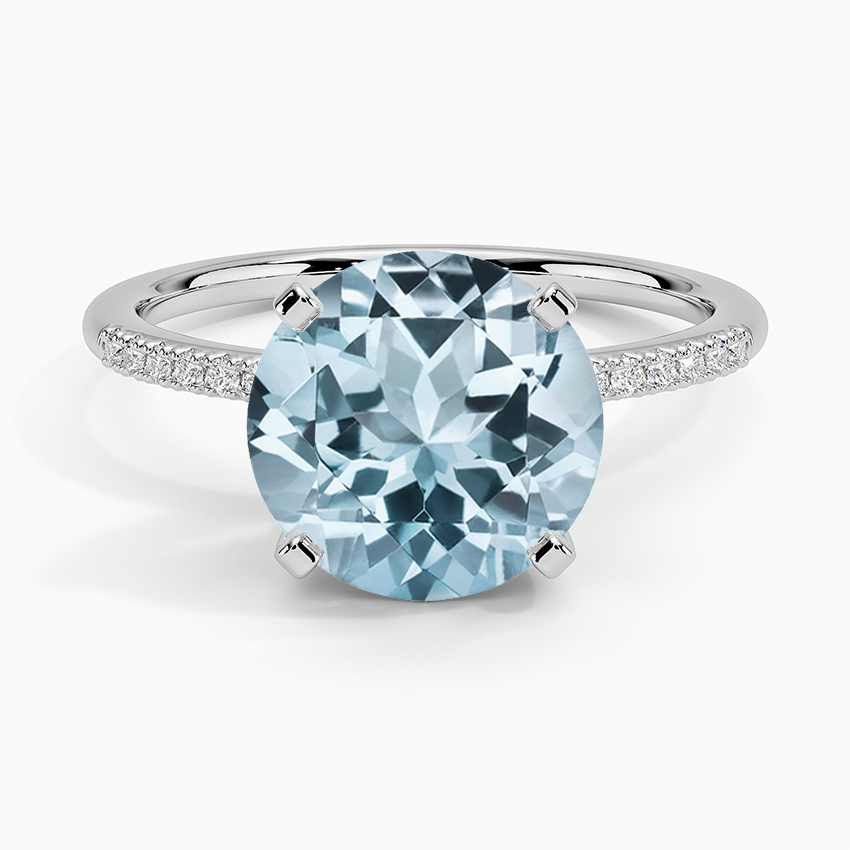 Aquamarine Whisper Diamond Ring in 18K White Gold