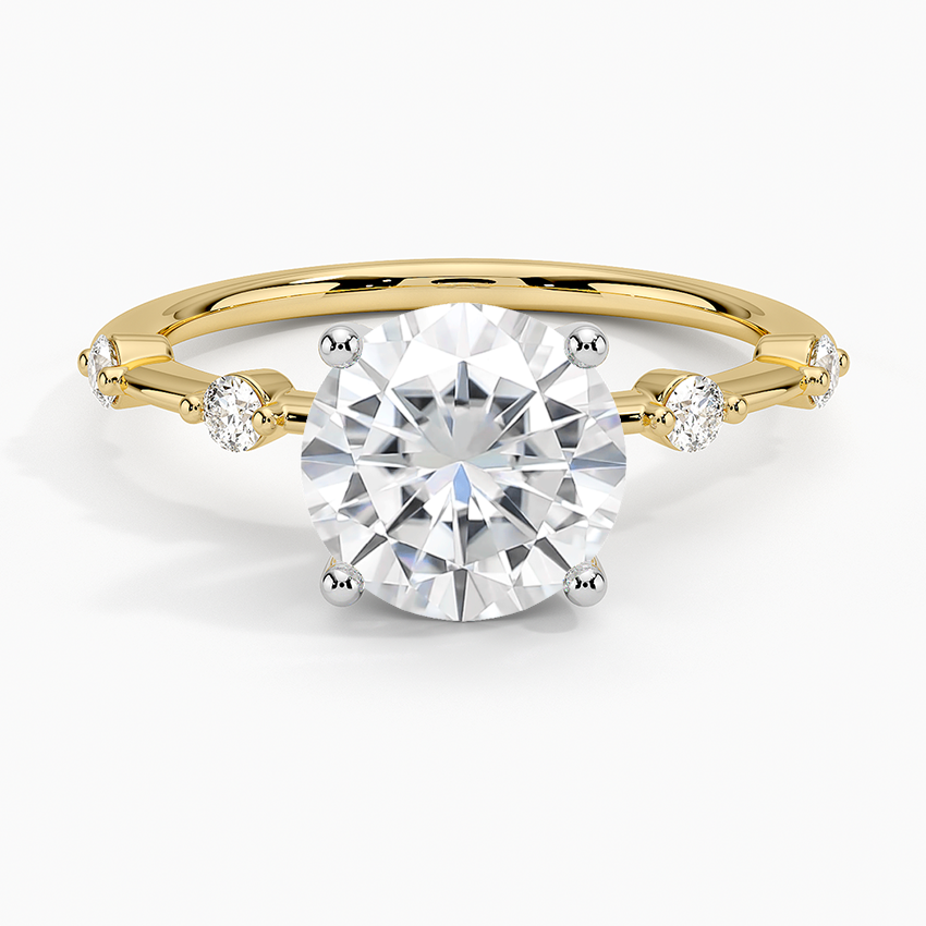 Moissanite Mixed Metal Aimee Diamond Ring in 18K Yellow Gold