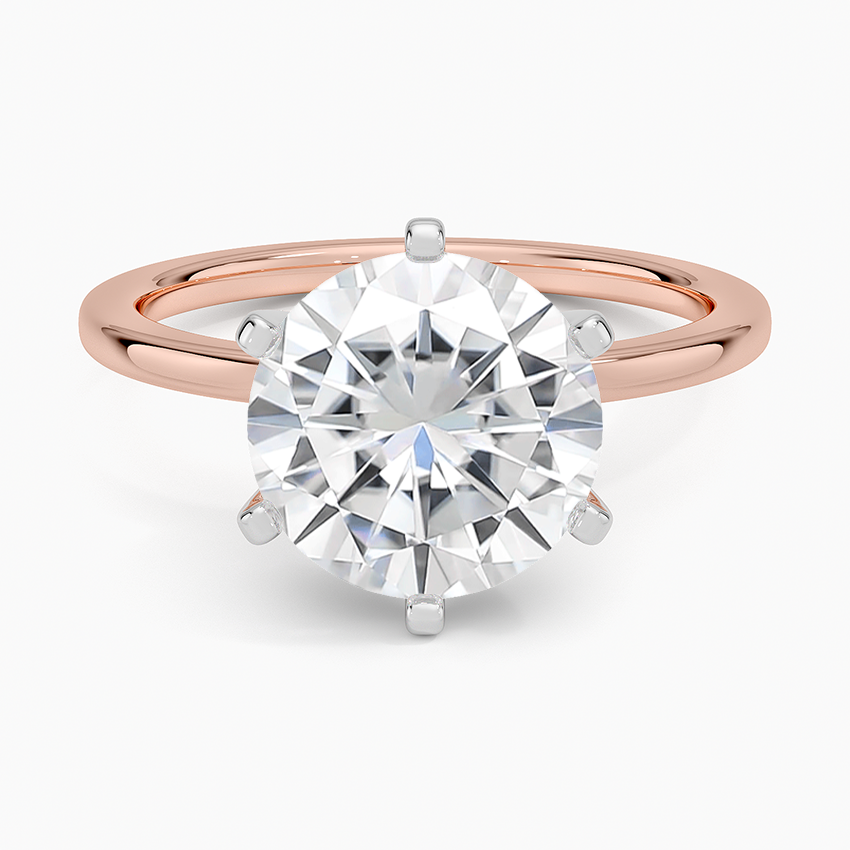 Moissanite Six-Prong Petite Comfort Fit 1.5mm Solitaire Ring in 14K Rose Gold