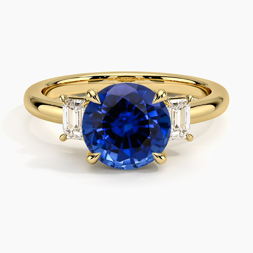 Lab Grown Sapphire Petite Rhiannon Three Stone Diamond Ring (1/4 ct. tw.) in 18K Yellow Gold