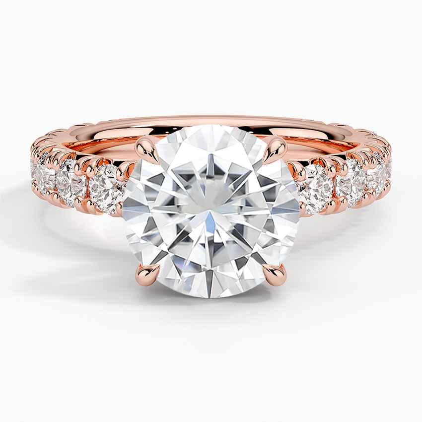 Moissanite Ellora Three-Quarter Coverage Diamond Ring in 14K Rose Gold