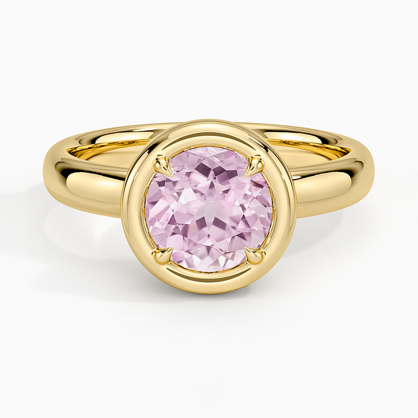 Lab Grown Sapphire Andrea Bezel Prong Ring in 18K Yellow Gold