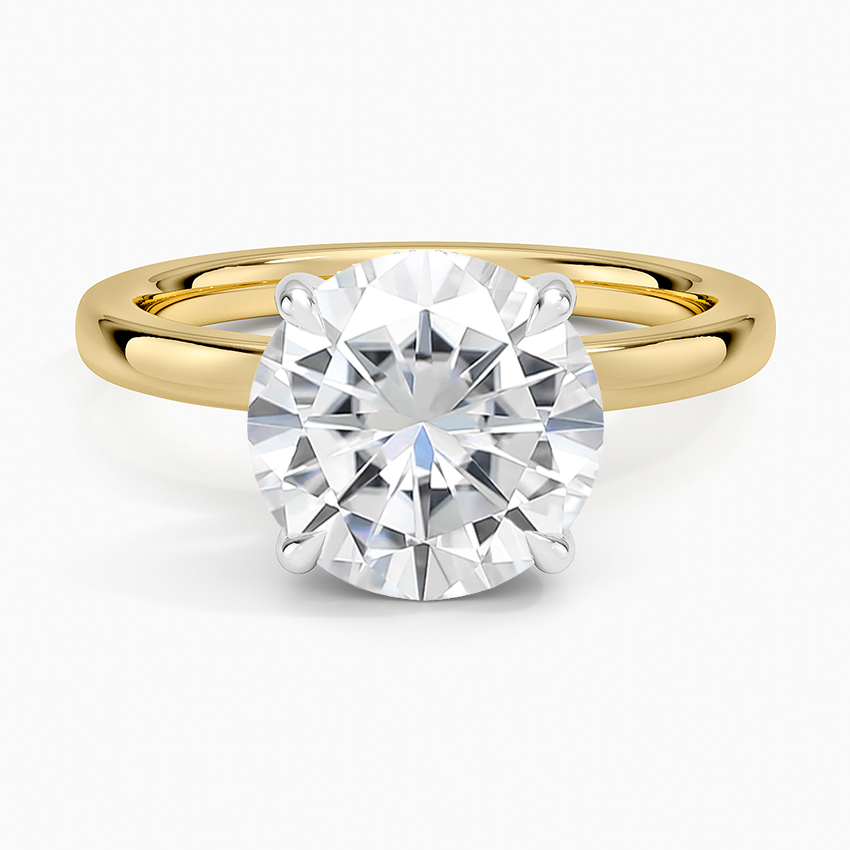 Moissanite Platinum Mixed Metal Audrey 2mm Diamond Ring in 18K Yellow Gold
