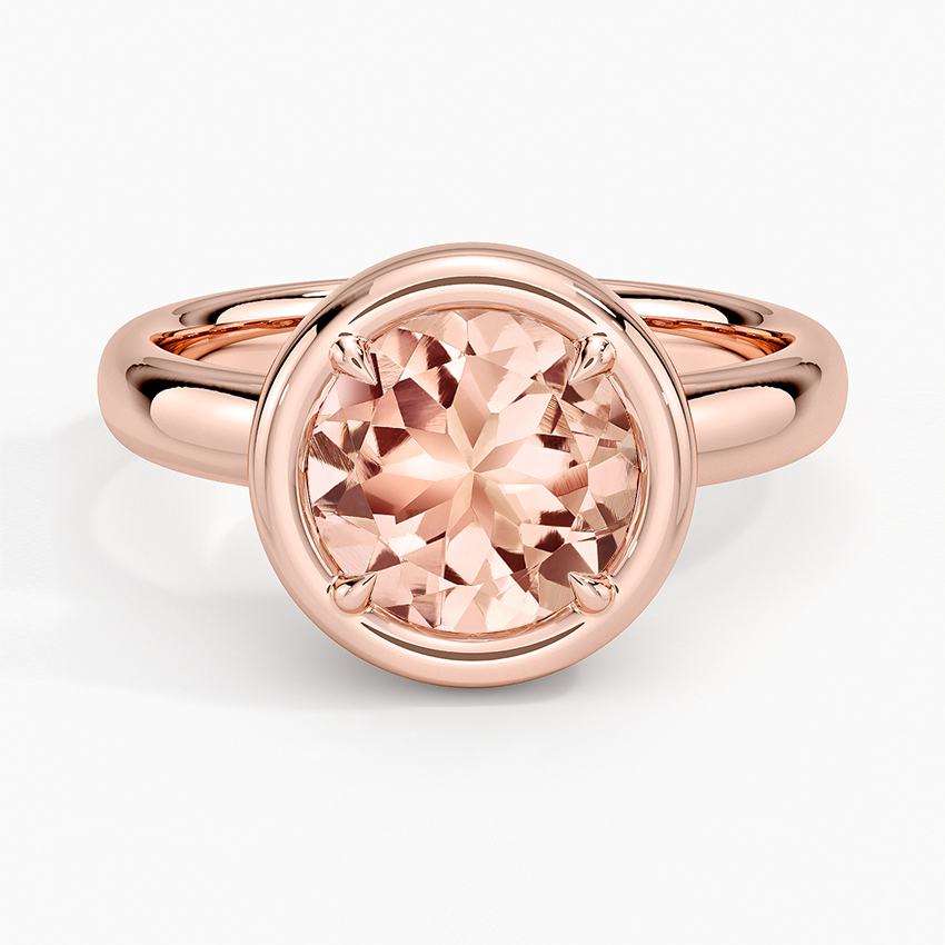 Morganite Andrea Bezel Prong Ring in 14K Rose Gold