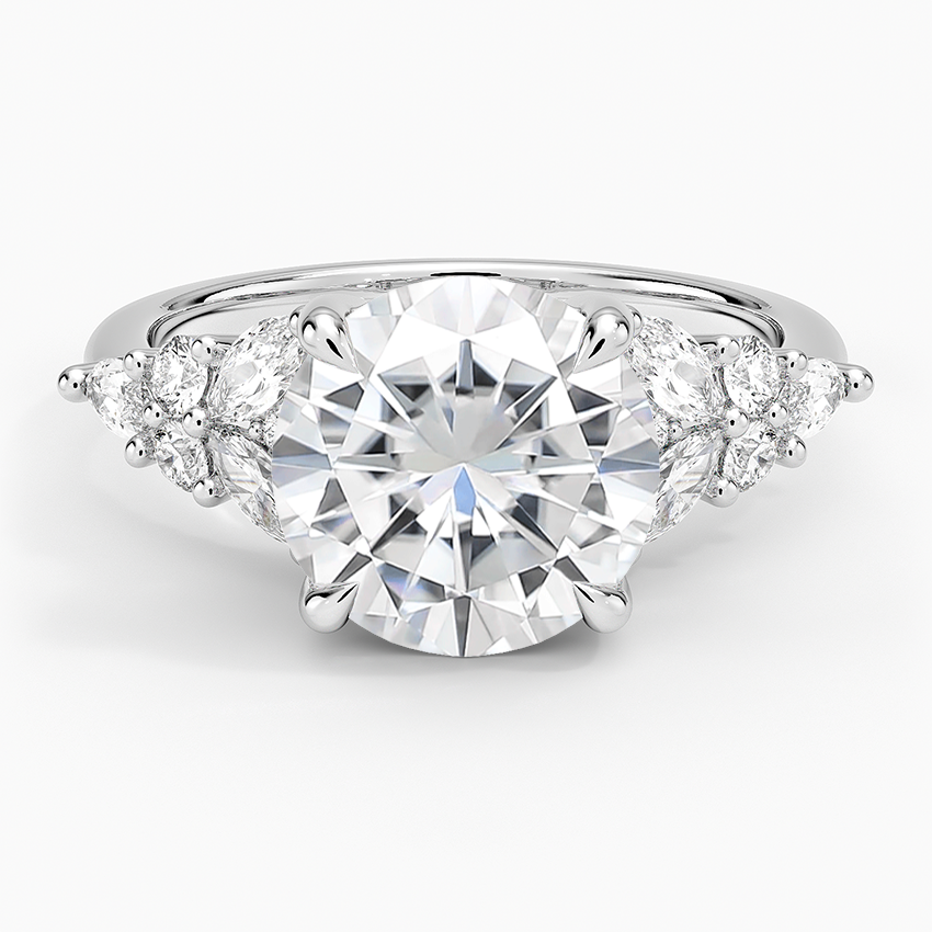 Moissanite Nadia Taper Diamond Ring in 14K White Gold