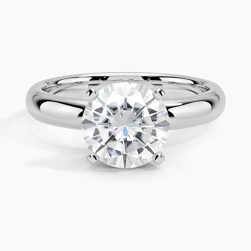 Moissanite Comfort Fit 3mm Ring in 18K White Gold
