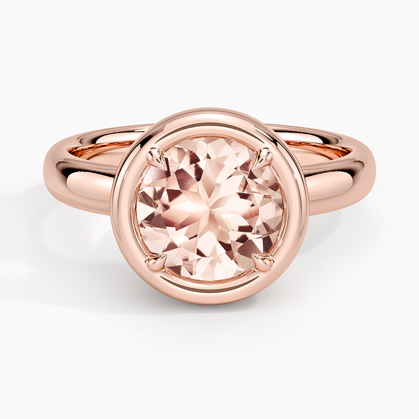 Morganite Andrea Bezel Prong Ring in 14K Rose Gold