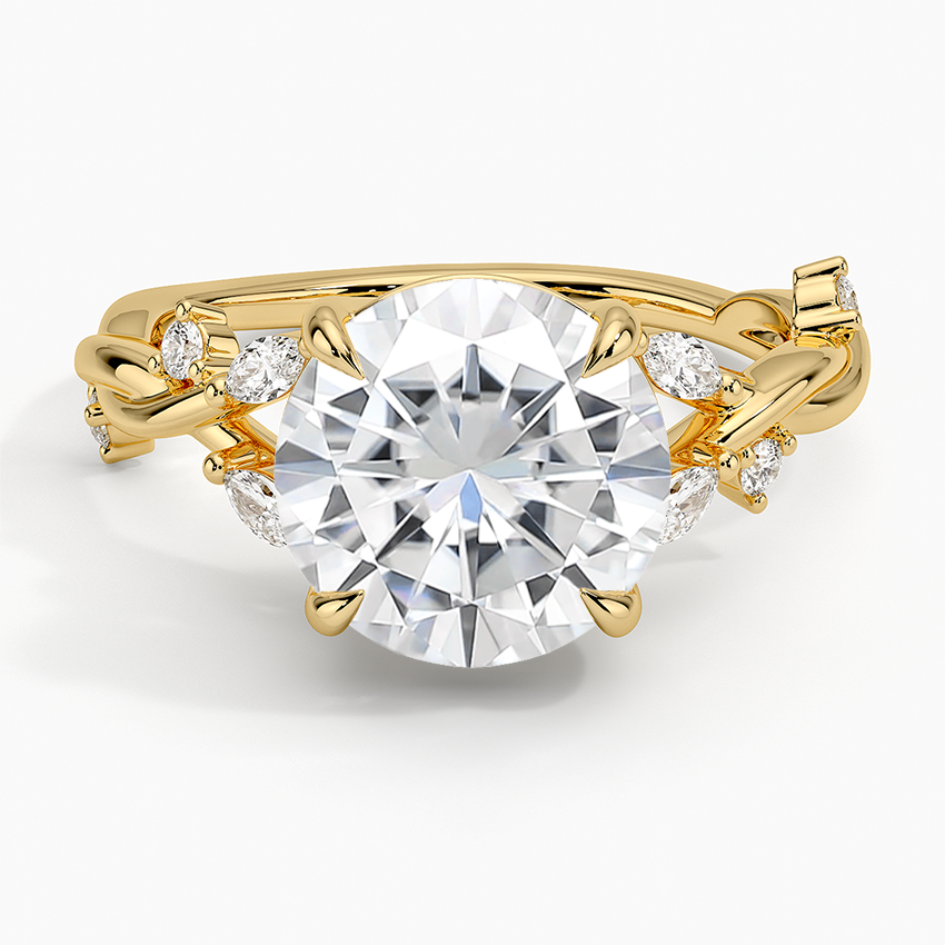 Moissanite Azalea Twist Diamond Ring in 14K Yellow Gold