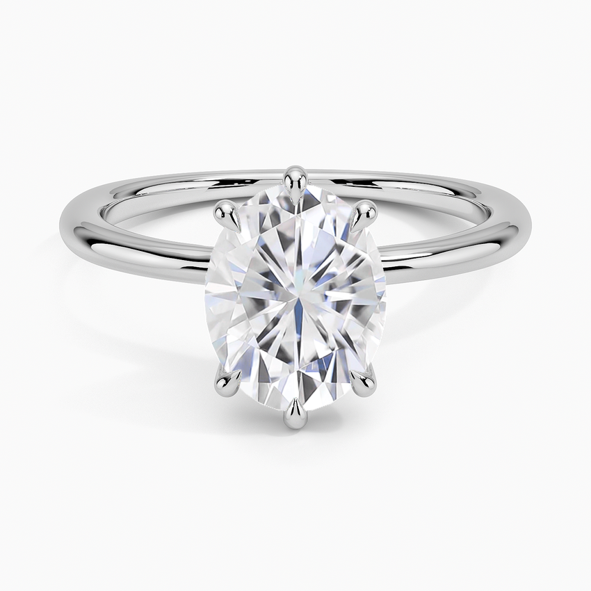 Moissanite Freesia Six-Prong Solitaire Ring in 14K White Gold
